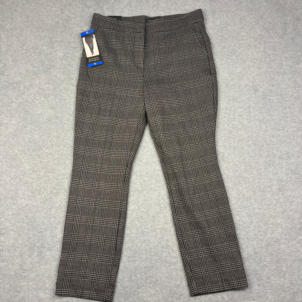 NWT Banana Republic Ponte Pant Womens 10 Multi Plaid Ankle Skinny Trouser